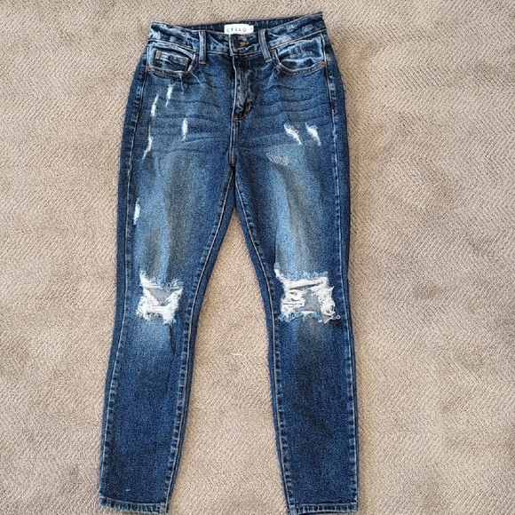 Cello Distressed Dark Blue Cotton Blend Denim Jeans - Size 3 - Picture 1 of 7